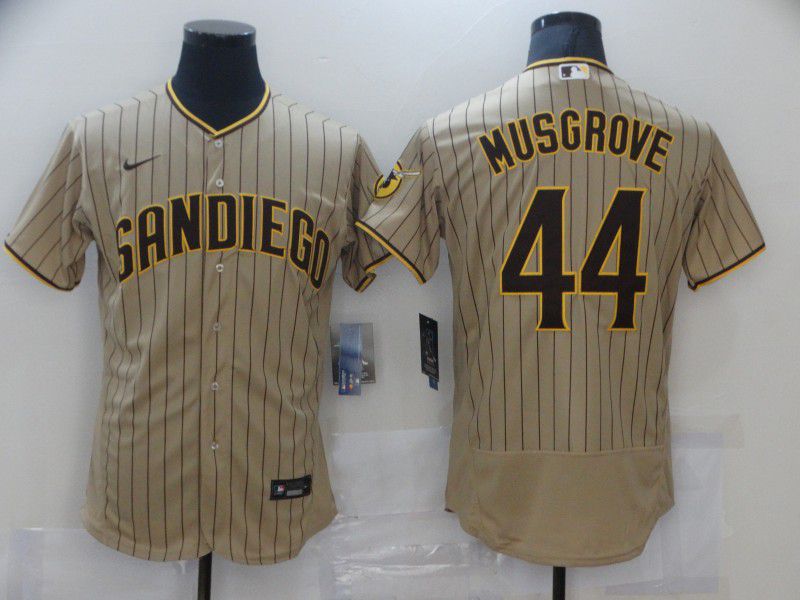 Men San Diego Padres 44 Musgrove brown stripe Elite 2021 Nike MLB Jersey